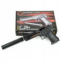 Игрушечное оружие / Airsoft Gun/ Deset Eagle C.20+ / Пистолет металлический с глушителем