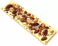 Шоколадная плитка - Белый шоколад 200 грамм. Орехи - кешью, фундук, пекан, миндаль, кедровый, карамельные криспы