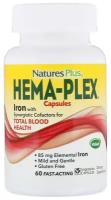 NaturesPlus HEMA-PLEX Softgels 60 быстродействующих софтгелевых капсул Витаминно-минеральный комплекс / Хелатное железо 85мг