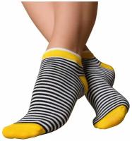 Женские носки с принтом LAMBONIKA Полосики, цвет: белый, желтый, размер: 38-40