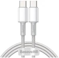 Кабель Baseus High Density Braided Fast Charging Data Cable Type-C to Type-C 100W 2 м, цвет Белый (CATGD-A02)