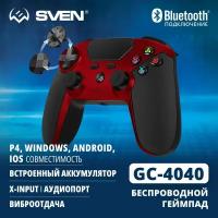 Беспроводной геймпад SVEN GC-4040, 11 кнопок и 2 стика, D-pad, поддержка PS4/PC, Touchpad, 3.5mm jack