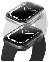 Чехол Uniq Glase для Apple Watch 7 (45 mm), прозрачный +серый (2шт)