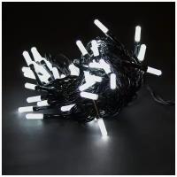 Новогодняя гирлянда светодиодная линейная, 100 LED, белая, тёмный провод, вытянутые диоды, 6 м