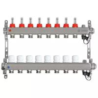 Коллекторная группа для теплого пола TAEN 1x3/4x8 вых. с расходомерами, регулир. клапанами, ручным воздух-ом, сливным краном и регулируемыми кронштейнами (нерж. сталь)