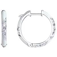 Серьги-кольца с белой эмалью 94021241