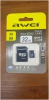 Карта памяти Awei 32GB micro SD HC UHS-I class 10 c SD-адаптером