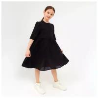 MINAKU Платье для девочки MINAKU: Cotton collection, цвет чёрный, рост 134 см