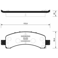 Дисковые тормозные колодки задние SANGSIN BRAKE SP1558 (2 шт.)