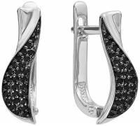 Серьги из белого золота Vesna jewelry 2046-256-02-00 с черными бриллиантами