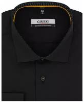 Рубашка мужская длинный рукав GREG 340/139/BLK/Z/1p, Полуприталенный силуэт / Regular fit, цвет Черный, рост 174-184, размер ворота 38