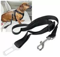Ремень безопасности для собак, Мокрые Носики, 45-76 см, черный