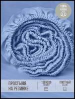 Простыня на резинке, натяжная, плотный сатин, страйп-сатин, VENTURA LIFE 180х200х25, Синий