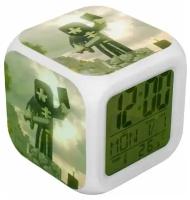 Детский настольный электронный будильник с подсветкой/ детские электронные настольные часы ночник Скелет Майнкрафт