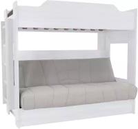 Кровать двухъярусная Боровичи-Мебель с диван-кроватью; пружинный блок Боннель; жаккард светло-серый / белый 205х110х173 см
