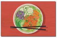 Картина на рельефной доске интерьер кафе ресторан азиатская кухня поке боул - 5744