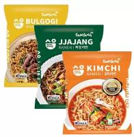 Корейская лапша быстрого приготовления Samyang Kimchi Ramen со вкусом кимчи, говядина и бобового соуса 3 шт по 80гр(Южная Корея)