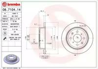 BREMBO 08.7104.14 (08710410 / 08710414 / 08710475) диск тормозной задн. Honda (Хонда) Accord (Аккорд) (Комплект 2 штуки)