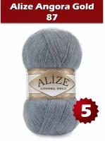 Пряжа Alize Angora Gold (Ангора Голд) 87 угольно-серый 20% шерсть, 80% акрил 100г 550м 5шт