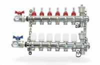 Коллектор для теплого пола в сборе 6 контуров VIEIR нерж. С кранами 1