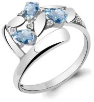 Серебряное кольцо Aquamarine А6935002А с топазом и фианитом