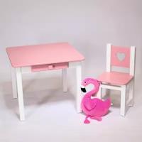 Детский стол и стул Princess с ящиком из натурального дерева