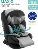 Автокресло Indigo MAX-X Isofix растущее, 0-36 кг, гр. 0,1,2,3, серый