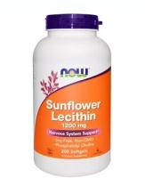 NOW Sunflower Lecithin 1200 мг (Лецитин из Подсолнечника) 200 мягких капсул (Now Foods)