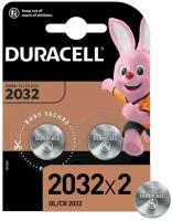 Duracell CR2032 Батарейка литиевая, CR2032-2BL, 3В, блистер, 2 шт