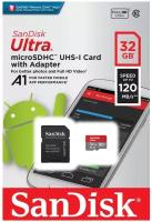 Карта памяти MicroSD SanDisk Ultra 32GB UHS-I + адаптер (SDSQUA4-032G-GN6MA)