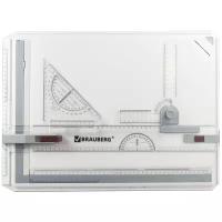 Доска чертежная А3, 505х370мм, с рейсшиной, треугольником и чертежным узлом, BRAUBERG, 210536