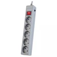 Сетевой фильтр Perfeo Power Plus 5 Sockets 1.8m Grey PF-PP-5/1.8-G