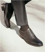 Туфли мужские Оксфорды KRAI 42 размер из натуральной кожи полуботинки черные