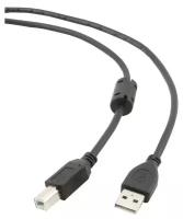 Кабель USB 2.0 AB (m-m) 4,5м Pro феррит. фильтр, позол. конт.черный CCF-USB2-AMBM-15 Gembird/Cablexpert