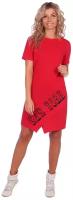 Женское платье арт. 16-0591 Красный размер 46 Кулирка НСД Трикотаж короткий рукав длина до колена округлый вырез