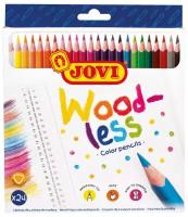 Карандаши 24 цвета JOVI Wood-less, трехгранные, пластиковые, картонная упаковка, евпроподвес