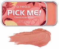 O.TWO.O Pick Me! Палитра для макияжа 3 в 1 (помада, румяна для лица и тени для век), оттенок 02 Wink