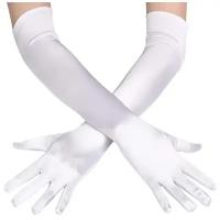 Перчатки карнавальные, дамские / длинные, 40 см. Белые