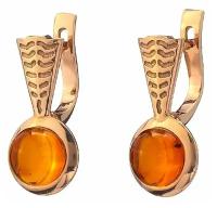 Серьги Amberprofi, серебро, 925 проба, золочение, янтарь