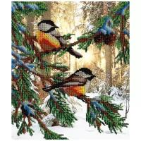 М.П.Студия Набор для вышивания бисером Птички в лесу 23 x 28 см, бг-233