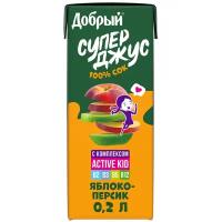 Сок Добрый Супер Джус яблоко-персик, без сахара, 0.2 л