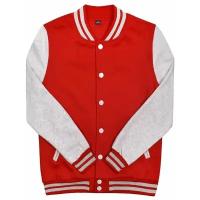 Куртка бомбер / Street Style / Varsity Classic Jacket V 2 / красный с светло-серыми рукавами / (L)