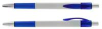 Ручка шариковая, автоматическая, Лого, «Квадрат», белая с синими вставками, стержень синий
