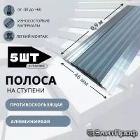 Полоса противоскользящая алюминиевая 46 мм, с серой резиновой вставкой, длина 0,9 м. Упаковка 5 штук