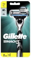 Бритвенный станок Gillette Mach3,серый/черный, сменные кассеты 2 шт