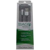 Кабель для Apple Lightning MFI Sago 1м серый (SG-8PIN-1M-SG)