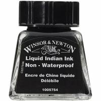 Тушь Winsor&Newton для рисования, водорастворимая, черный, стеклянный флакон 14мл