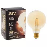 Лампа светодиодная REV LED FILAMENT VINTAGE, G95, E27, 7 Вт, 2700 K, шар, теплый свет 4652664