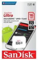 Карта памяти microSDHC SanDisk SDSQUNS-016G-GN3MN 16 Гб класс 10 Ultra UHS-I 80 Мб/с