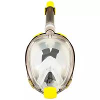 Полнолицевая маска для плавания (снорклинга) SARGAN Галактика Премиум цвет прозрачный/желтый (S/M)